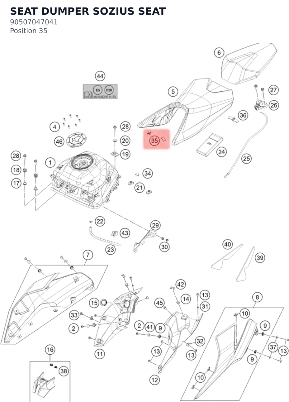 Diagram preview: SEAT DUMPER SOZIUS SEAT (90507047041)