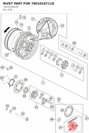 Diagram preview: RIVET PART FOR 78010167118 (78010166100)
