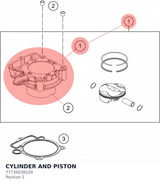 Diagram preview: CYLINDER AND PISTON (77730038100)