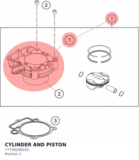 Diagram preview: CYLINDER AND PISTON (77730038100)
