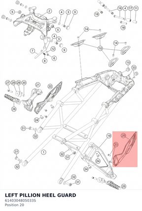 Diagram preview: LEFT PILLION HEEL GUARD (6140304805033S)