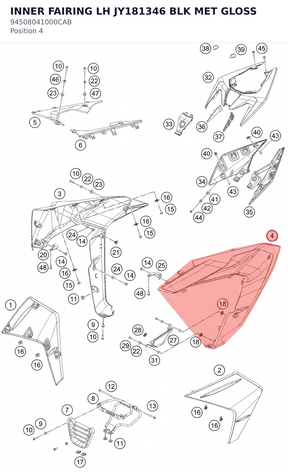 Diagram preview: INNER FAIRING LH JY181346 BLK MET GLOSS (94508041000CAB)