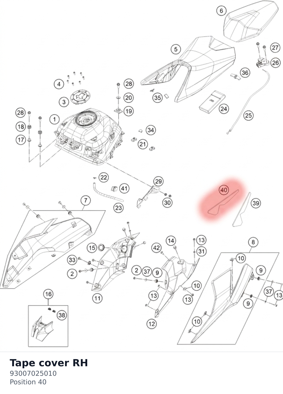 Diagram preview: Tape cover RH (93007025010)