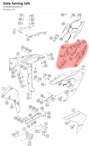 Diagram preview: Side fairing left (94508018020HCA)