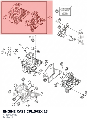 Diagram preview: ENGINE CASE CPL.50SX        13 (45230000233)