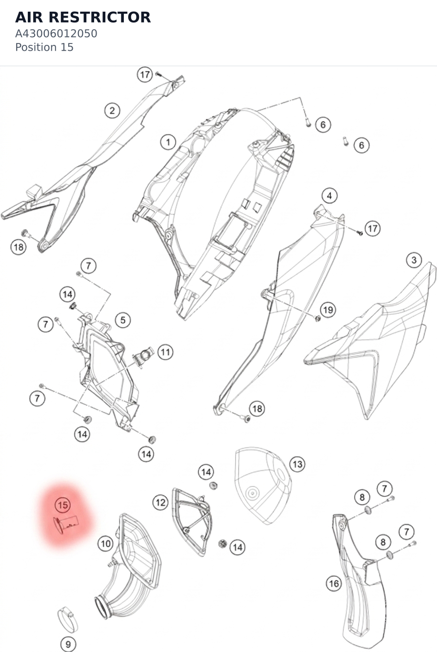 Diagram preview: AIR RESTRICTOR (A43006012050)