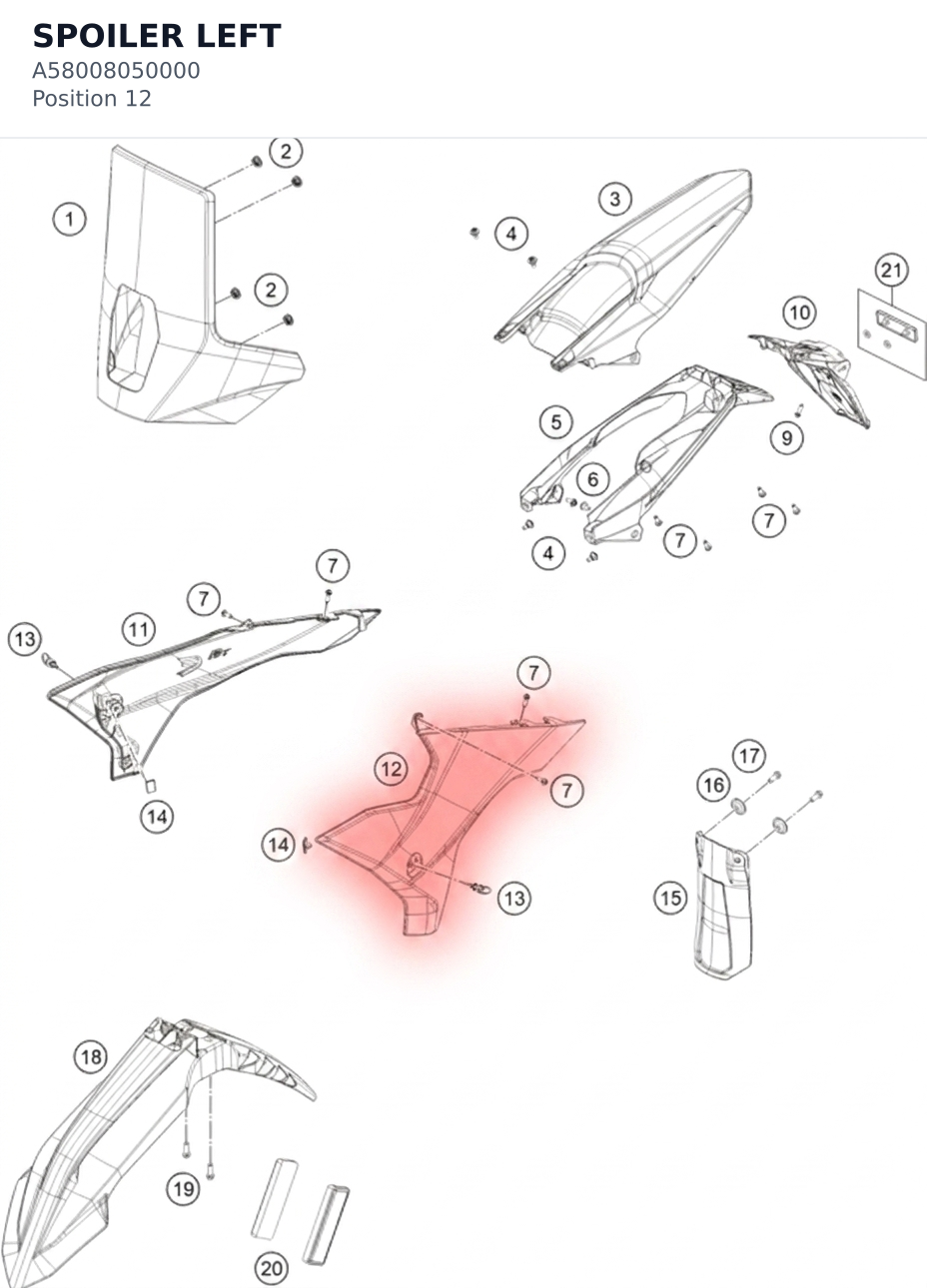 Diagram preview: SPOILER LEFT (A58008050000)