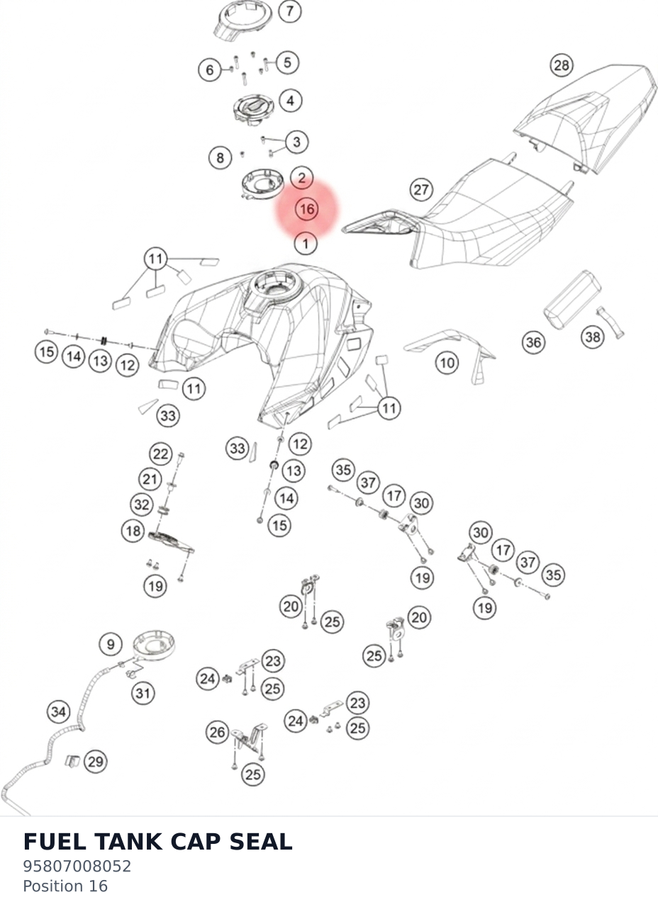Diagram preview: FUEL TANK CAP SEAL (95807008052)