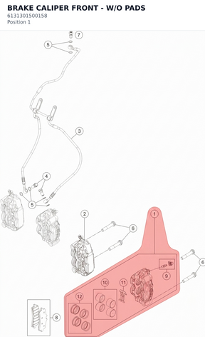 Diagram preview: BRAKE CALIPER FRONT - W/O PADS (6131301500158)