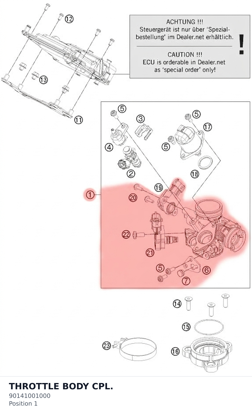 Diagram preview: THROTTLE BODY CPL. (90141001000)