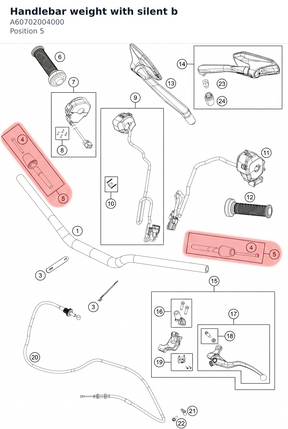 Diagram preview: Handlebar weight with silent b (A60702004000)
