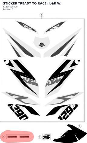 Diagram preview: STICKER ''READY TO RACE'' L&R W. (61308098000)