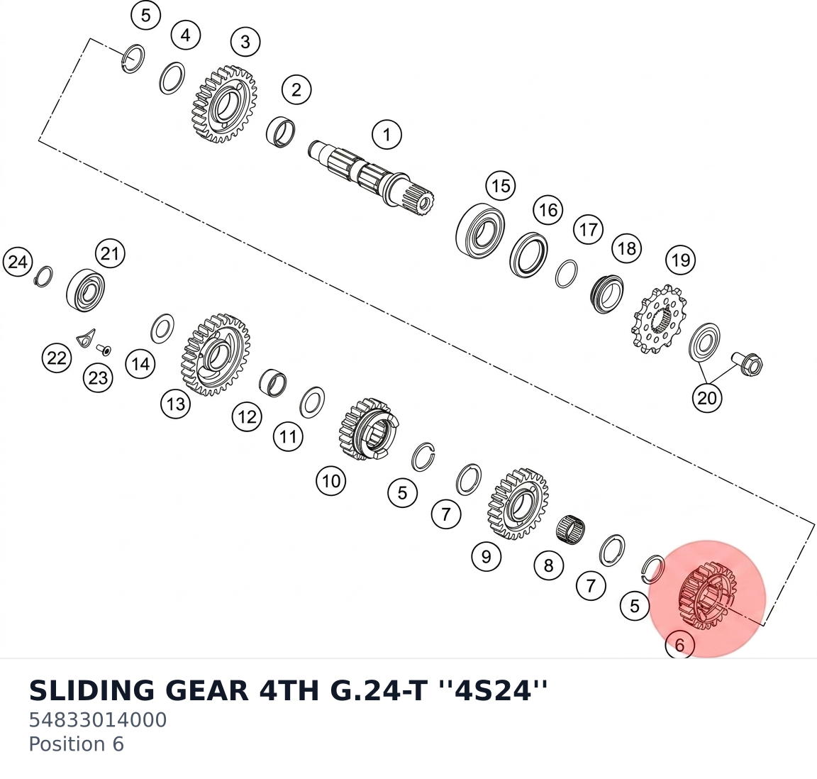 Diagram preview: SLIDING GEAR 4TH G.24-T ''4S24'' (54833014000)