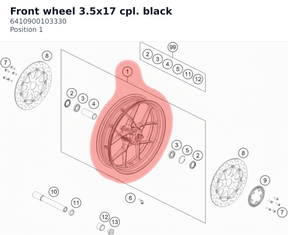 Diagram preview: Front wheel 3.5x17 cpl. black (6410900103330)