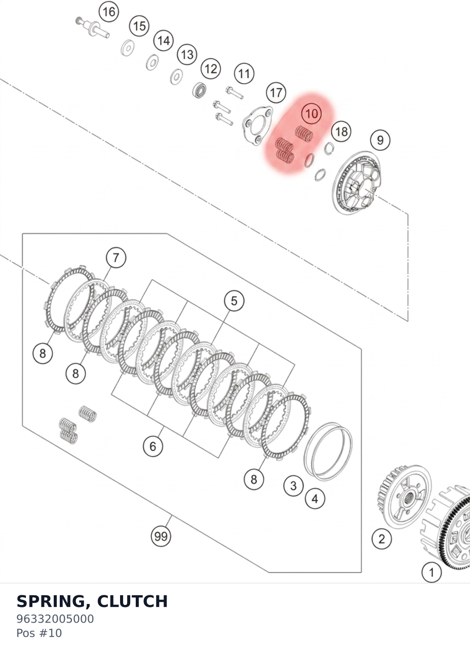 Diagram preview: SPRING, CLUTCH (96332005000)