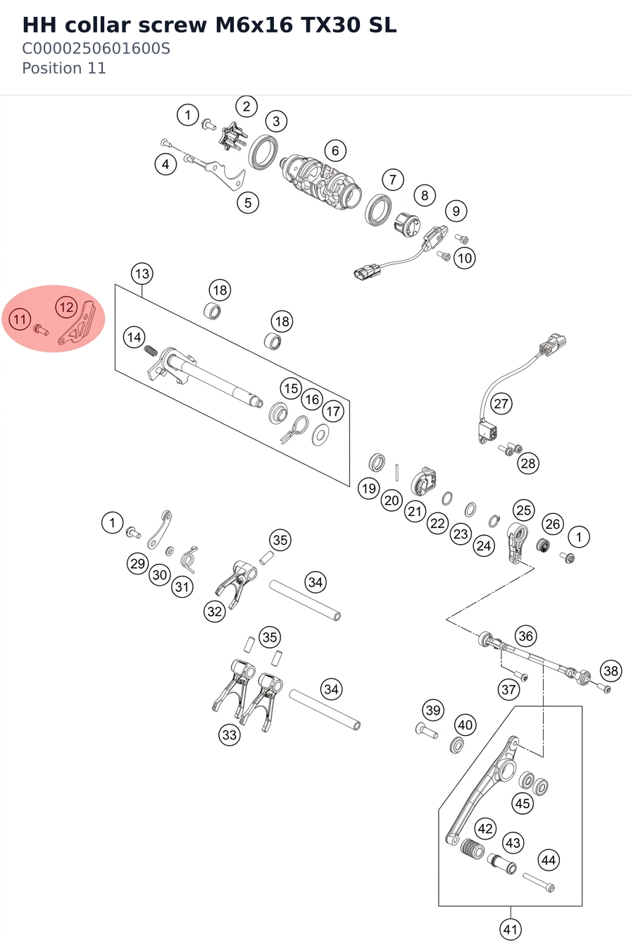 Diagram preview: HH collar screw M6x16 TX30 SL (C0000250601600S)