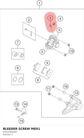 Diagram preview: BLEEDER SCREW M8X1 (47013085000)