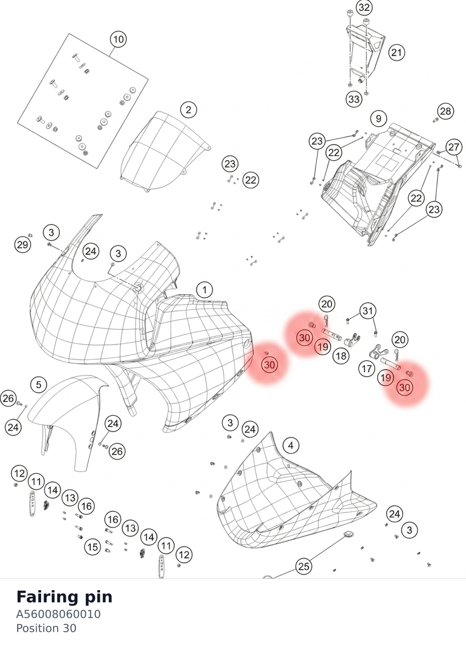 Diagram preview: Fairing pin (A56008060010)