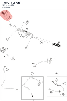 Diagram preview: THROTTLE GRIP (90502010000)