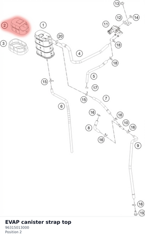 Diagram preview: EVAP canister strap top (96315013000)