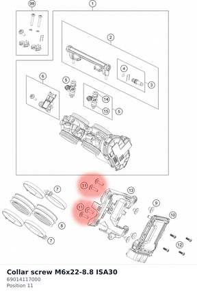 Diagram preview: Collar screw M6x22-8.8 ISA30 (69014117000)