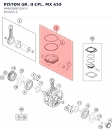 Diagram preview: PISTON GR. II CPL. MX 450 (A48030007100 II)