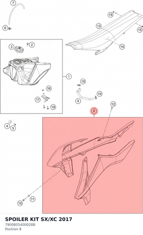 Diagram preview: SPOILER KIT SX/XC 2017 (7900805400028B)
