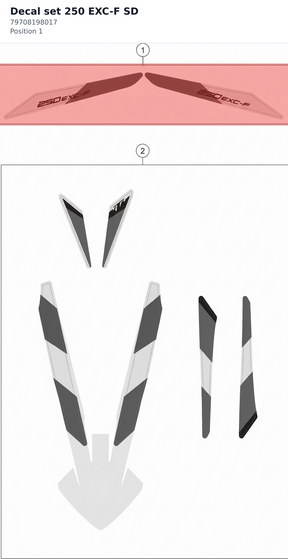 Diagram preview: Decal set 250 EXC-F SD (79708198017)