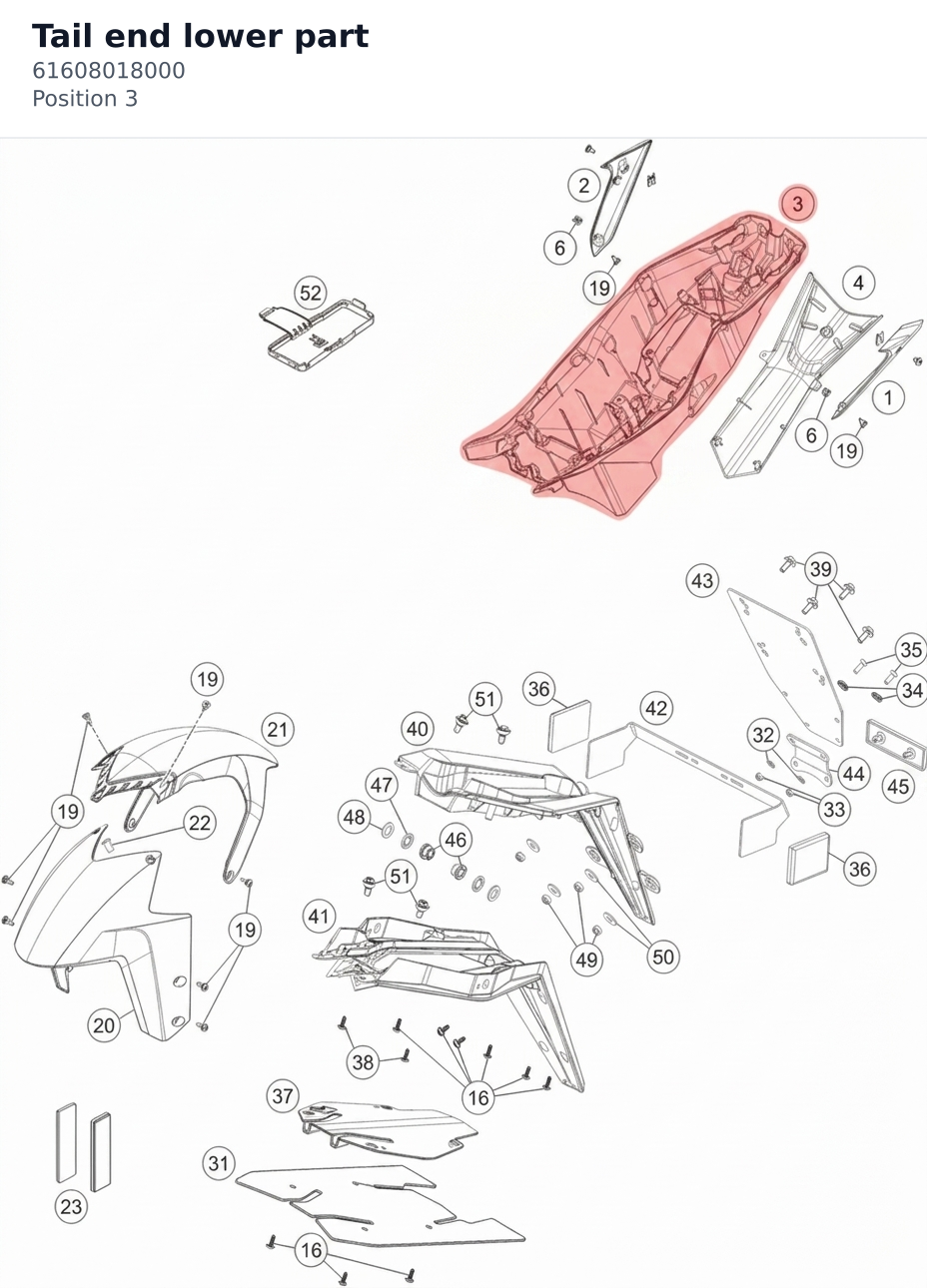 Diagram preview: Tail end lower part (61608018000)