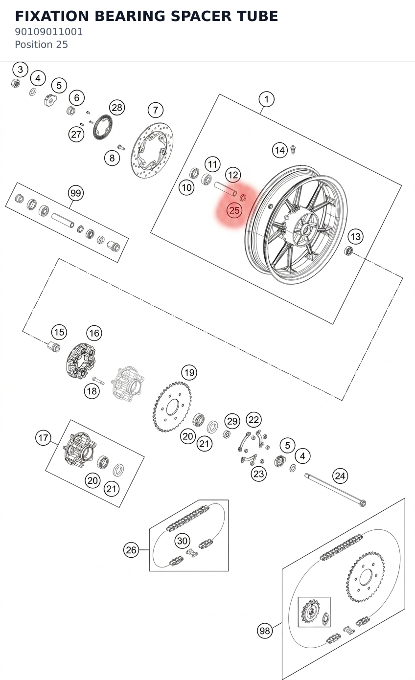 Diagram preview: FIXATION BEARING SPACER TUBE (90109011001)