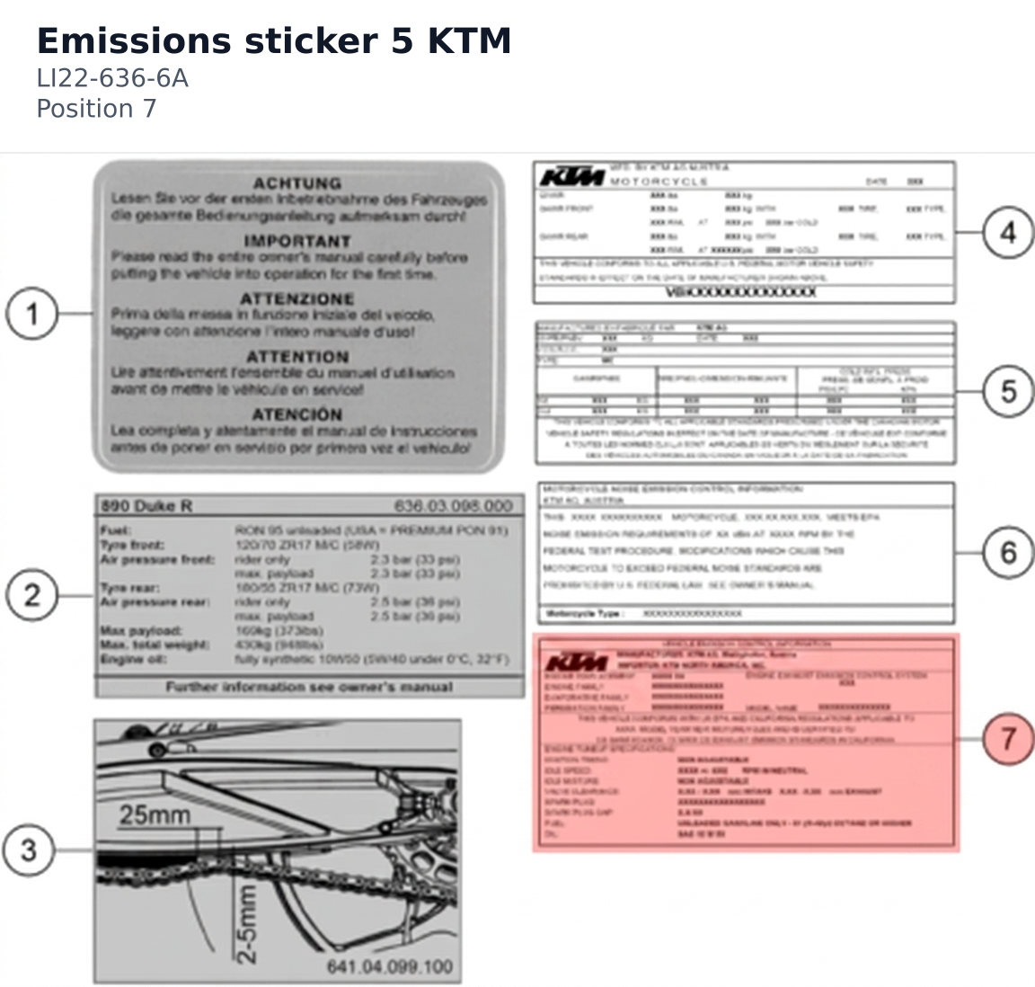 Diagram preview: Emissions sticker 5 KTM (LI22-636-6A)