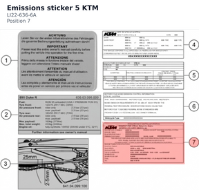 Diagram preview: Emissions sticker 5 KTM (LI22-636-6A)