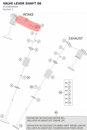 Diagram preview: VALVE LEVER SHAFT           08 (61236056000)