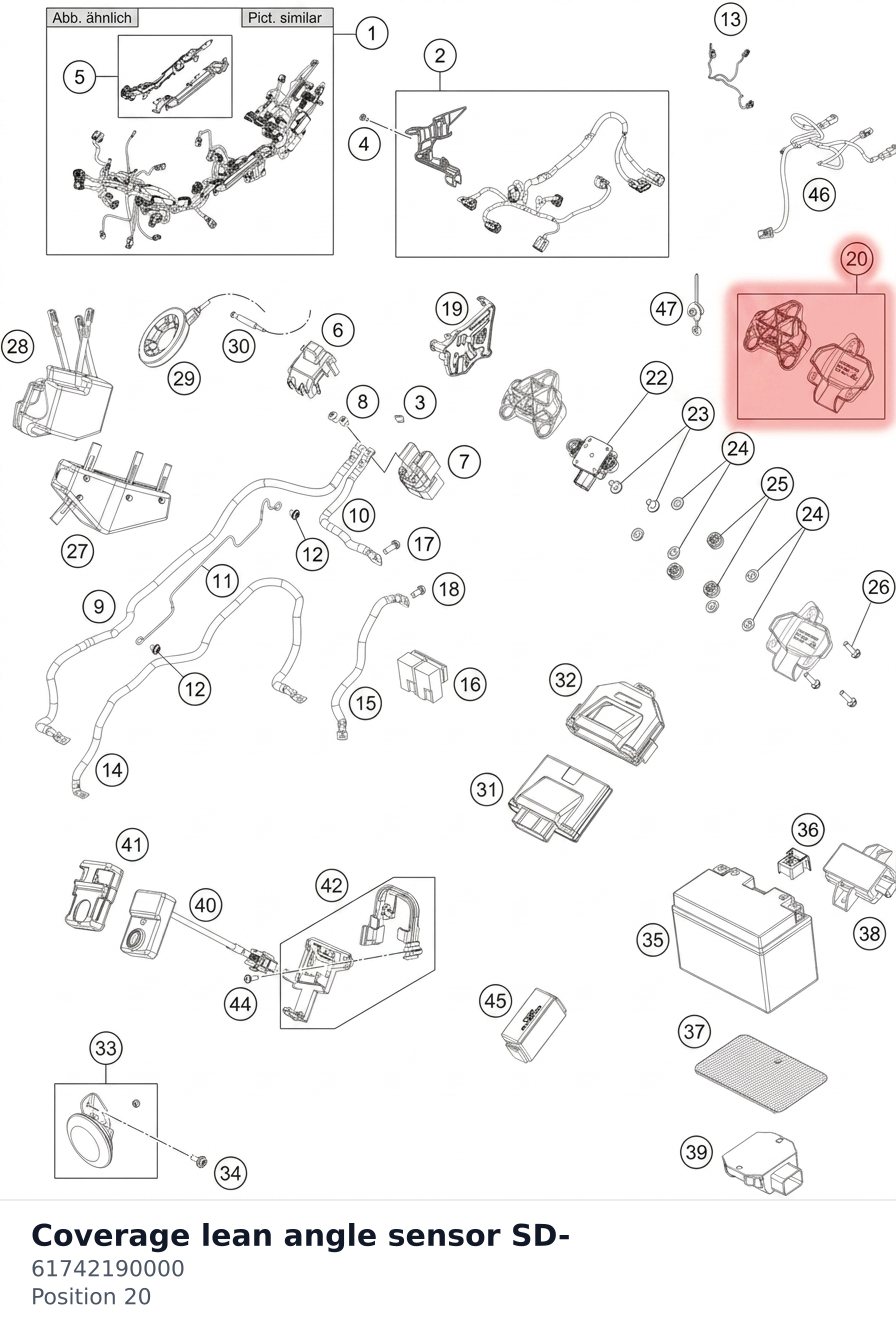 Diagram preview: Coverage lean angle sensor SD- (61742190000)