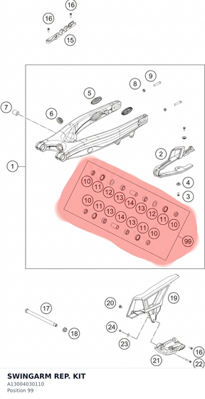 Diagram preview: SWINGARM REP. KIT (A13004030110)