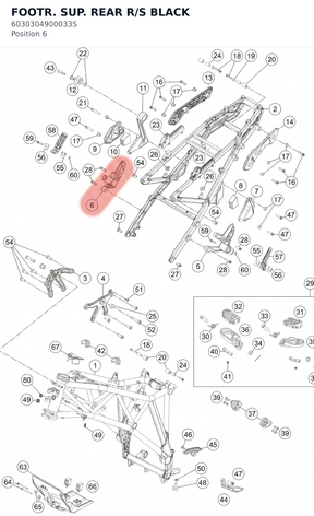 Diagram preview: FOOTR. SUP. REAR R/S BLACK (6030304900033S)