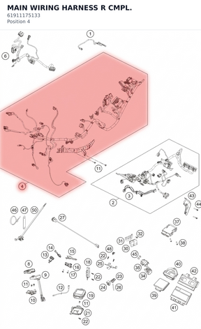 Diagram preview: MAIN WIRING HARNESS R CMPL. (61911175133)