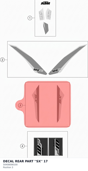 Diagram preview: DECAL REAR PART ''SX'' 17 (50408098100)