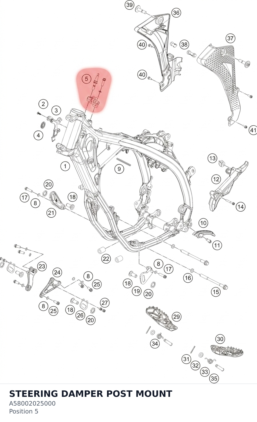 Diagram preview: STEERING DAMPER POST MOUNT (A58002025000)