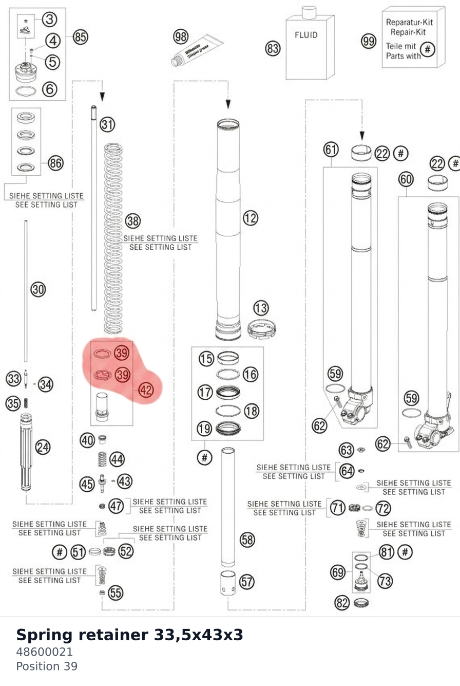 Diagram preview: Spring retainer 33,5x43x3 (48600021)