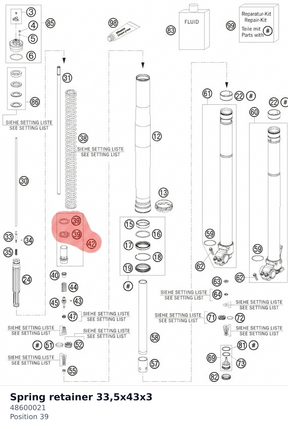 Diagram preview: Spring retainer 33,5x43x3 (48600021)