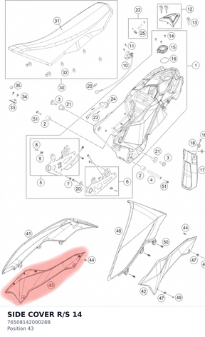 Diagram preview: SIDE COVER R/S 14 (7650814200028B)
