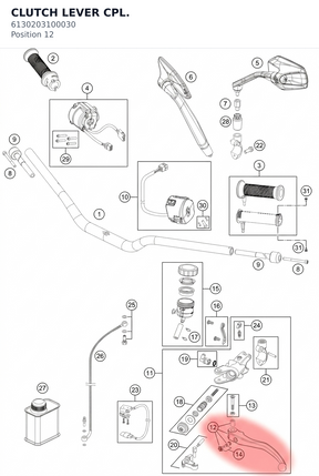 Diagram preview: CLUTCH LEVER CPL. (6130203100030)