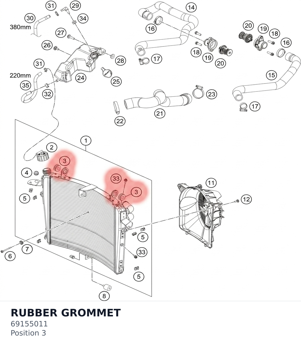 Diagram preview: RUBBER GROMMET (69155011)