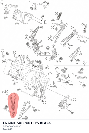 Diagram preview: ENGINE SUPPORT R/S BLACK (7650300600033)
