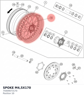 Diagram preview: SPOKE M4,5X170 (75009073170)