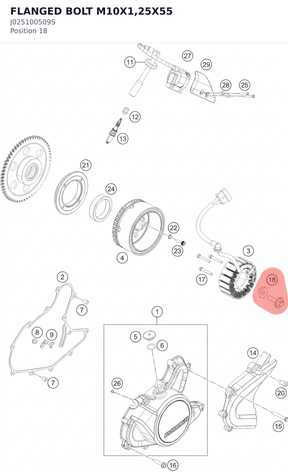 Diagram preview: FLANGED BOLT M10X1,25X55 (J025100509S)
