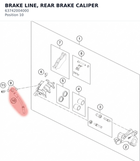 Diagram preview: BRAKE LINE, REAR BRAKE CALIPER (63742004000)