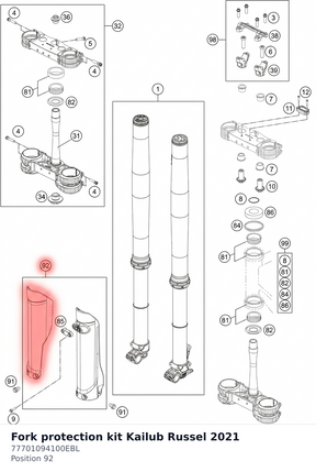 Diagram preview: Fork protection kit Kailub Russel 2021 (77701094100EBL)