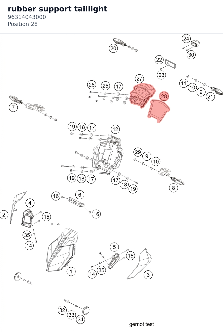 Diagram preview: rubber support taillight (96314043000)